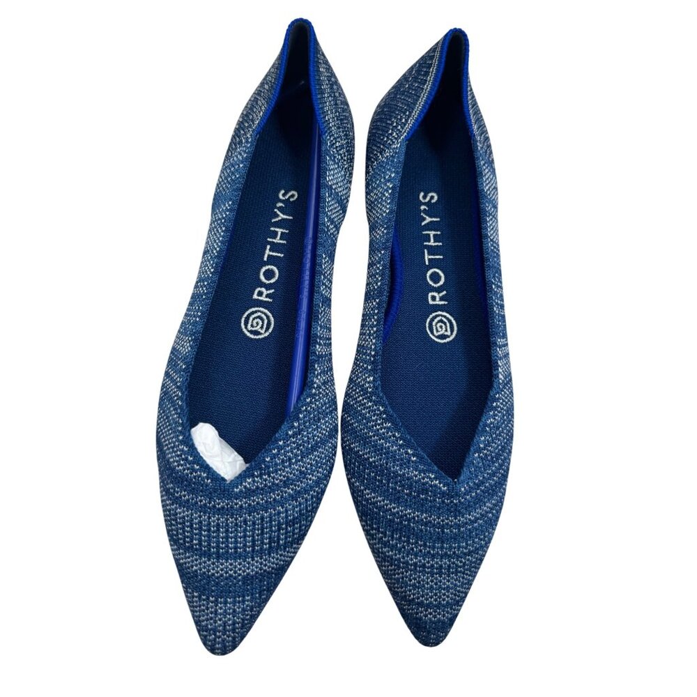 Rothy's Point Indigo heather slip on Flat Ballet shoes sz 7.5‎